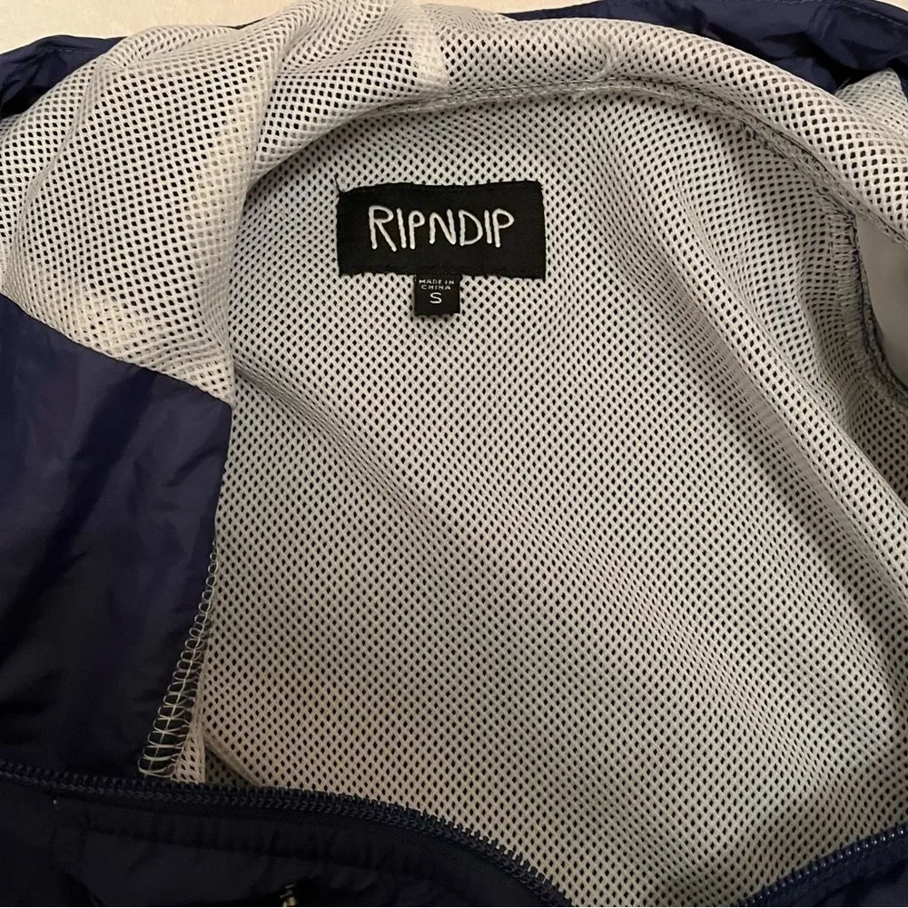 Ripndip Men’s Size Small Navy Windbreaker Jacket Smiley Cat Animal Lover Fun